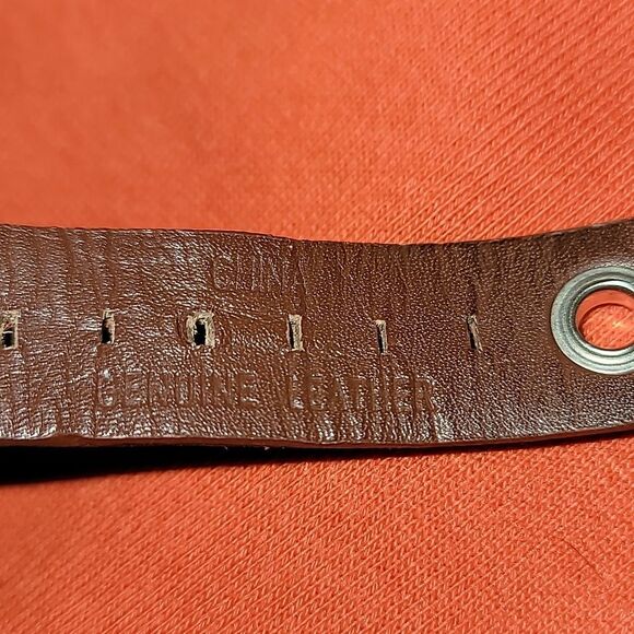 Vintage L.e.i. LEI Watch Silver Case Brown Leather Riveted Band Y2K‎ Big Buckle